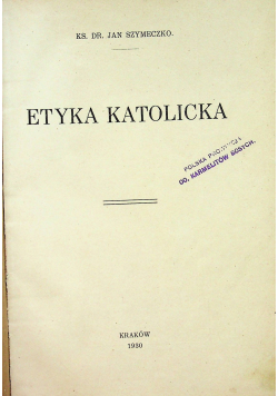 Etyka katolicka 1930 r