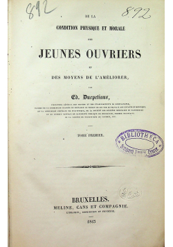 De la Condition physique et morale des Jeunes Ouvriers 1843 r.