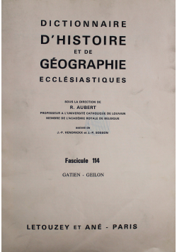 Dictionnaire DHistoire et de Geographie Ecclesiastiques Fascicule 114