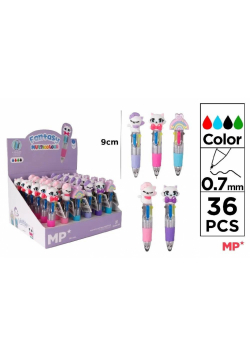 Długopis mini 4-kolorowy 0.7mm kotki tęcza (36szt)