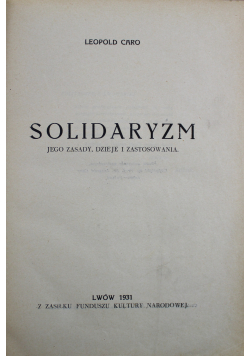 Solidaryzm jego zasady dzieje i zastosowania 1931 r