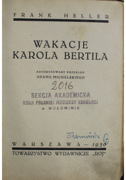 Wakacje Karola Bertila 1930 r