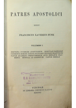 Patres apostolici volmen I 1901 r