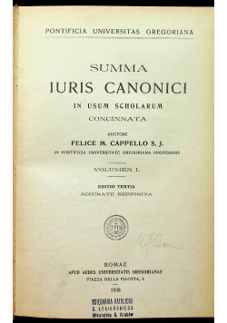 Summa iuris canonici in usum Scholarum 1938 r