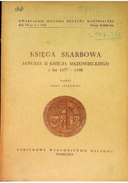 Księga skarbowa Janusza II księcia mazowieckiego z lat 1477 - 1490
