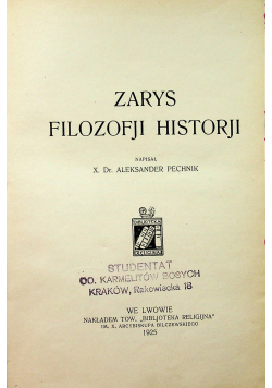 Zarys filozofji historji 1925 r