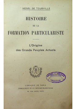 Histoire de La Formation Particulariste 1905 r.
