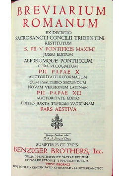 Breviarium Romanum ex decreto sacrosancti concilii tridentini restitutum Pars aestiva, 1946 r.