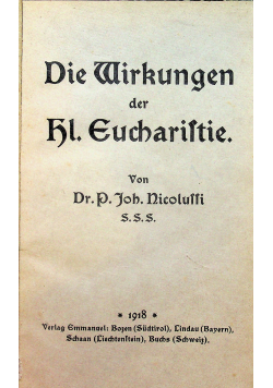 Die Wirkungen der heiligen Eucharistie 1918 r.