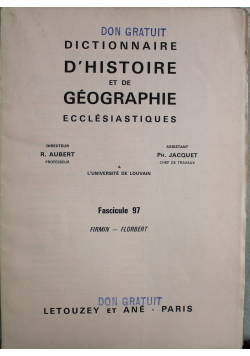 Dictionnaire d historie et de geographie ecclesiastiques Fascicule 97