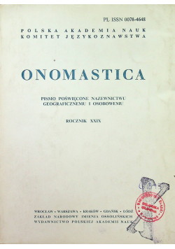 Onomastica rocznik XXIX