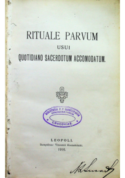 Rituale parvum usui quotidiano sacerdotum 1916 r