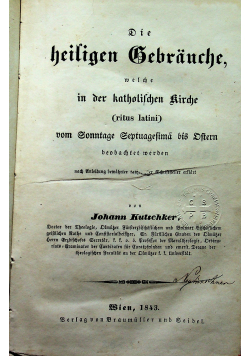 Die heiligen Gebrauche 1843 r.