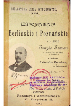 Wspomnienia Berlińskie i Poznańskie, 1900 r.