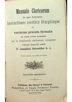 Manuale Clericorum 1898 r