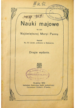 Nauki Majowe ku czci Najświetszej Maryi Panny 1912 r.