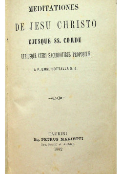 Meditationes de Jesu Christo 1882 r.