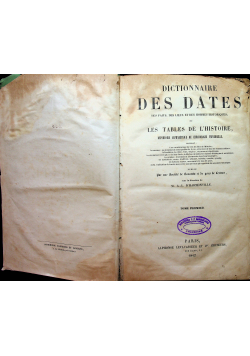 Dictionnaire Des Dates Tom I 1842 r.