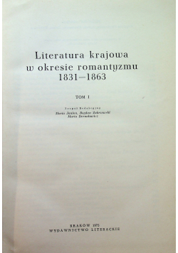 Literatura krajowa w okresie romantyzmu tom I