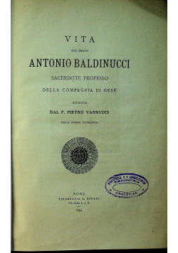 Vita del Beato Antonio Baldinucci 1893r.