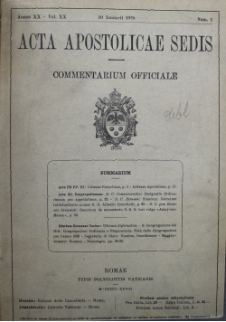 Acta Apostolicae Sedis 13 numerów 1 1928 r.