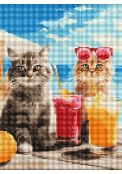 Diamentowa mozaika - Koty na wakacjach 30x40cm