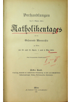 Der Handlungen Katholiken Tages 1889 r