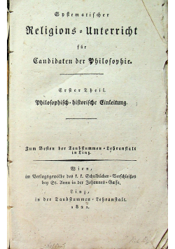 Religionsunterricht fur Kandidaten der Philosophie 1821 r.