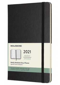 Kalendarz 2021 tygodniowy 12ML tw. czarny