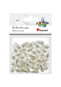 Koraliki plastikowe krople białe 20g