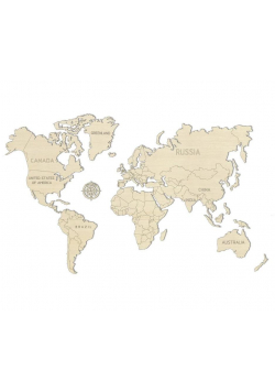Drewniane puzzle 3D Mapa Świata M