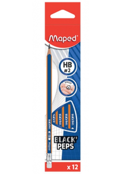 Ołówek Blackpeps Blue HB z gumką (12szt) MAPED