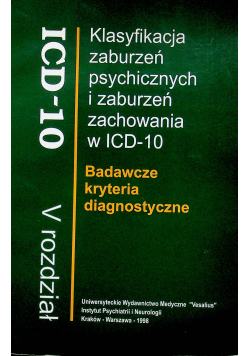Klasyfikacja zaburzeń psychicznych i zaburzeń zachowania w ICD10