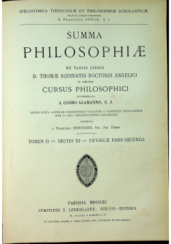 Summa Philosophiae Tomus II Sectio III 1890 r.