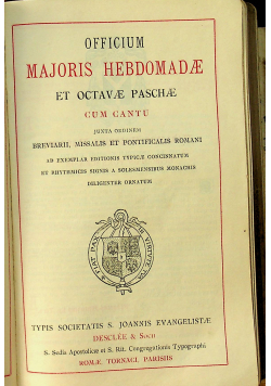 Officium Majoris Hebdomadae et octavae paschae 1925 r