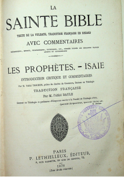 La sainte biblr les propethes isaie 1878 r