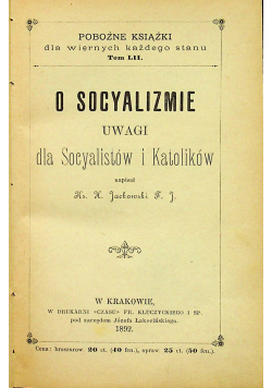 O socyalizmie 1892 r.
