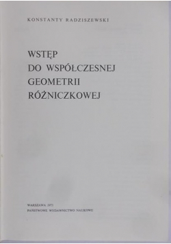 Wstęp do współczesnej geometrii różniczkowej