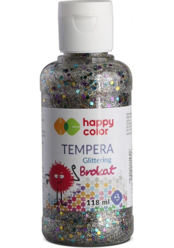 Farba Tempera 118ml brokat srebrna HAPPY COLOR
