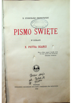 Pismo Święte w dziełach X Piotra Skargi 1912 r.