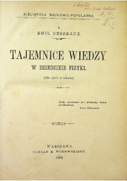 Tajemnice wiedzy w dziedzinie fizyki, 1892 r.