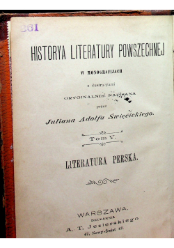 Historya Literatury Powszechnej 1902r tom V