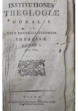 Institutiones Theologiae Tom I 1809 r.