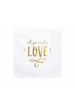 Serwetki All you need is love białe 33x33cm 20szt