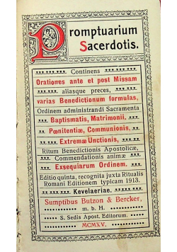 Promptuarium Sacerdotis 1915 r.