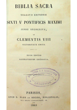 Biblia sacra vulgatea editionis Sixti V pontificis maximi 1883 r