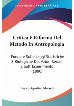 Critica E Riforma Del Metodo In Antropologia