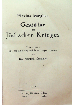 Geschichte des Judischen Krieges 1923 r.