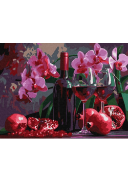 Malowanie po numerach - Wino i orchidee 30x40cm
