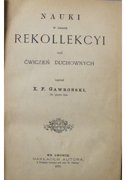 Nauki w czasie rekollekcyi 1879 r.
